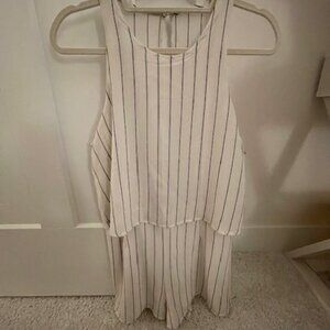 White and Navy Pin Stripe Romper